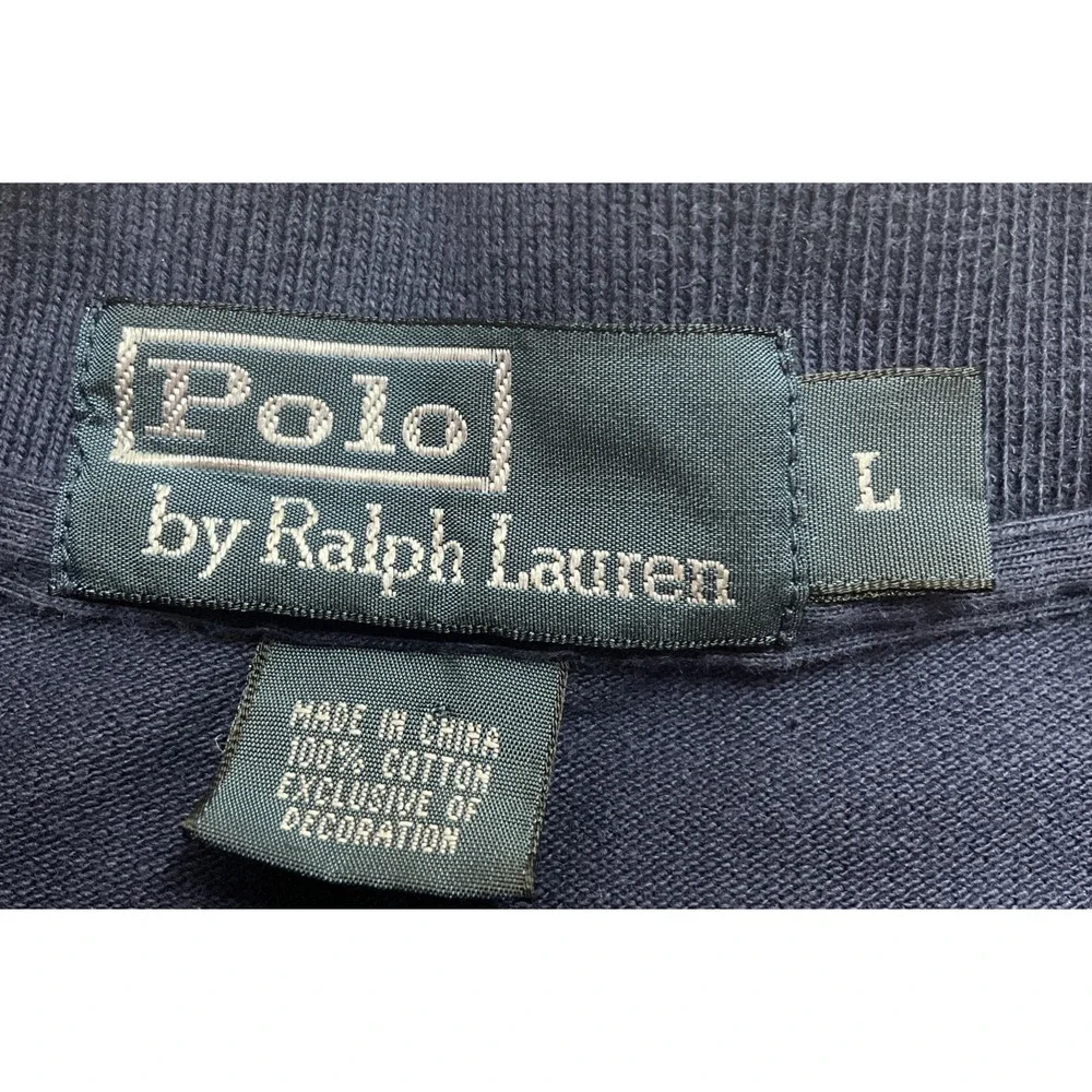 Ralph Lauren Polo Mens Blue Long Sleeve Pullover Polo Shirt Size L
